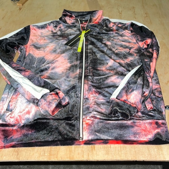 NWT Screenshot Brand Tie Dye full zip velour track jacket Men's  Medium - Picture 1 of 9